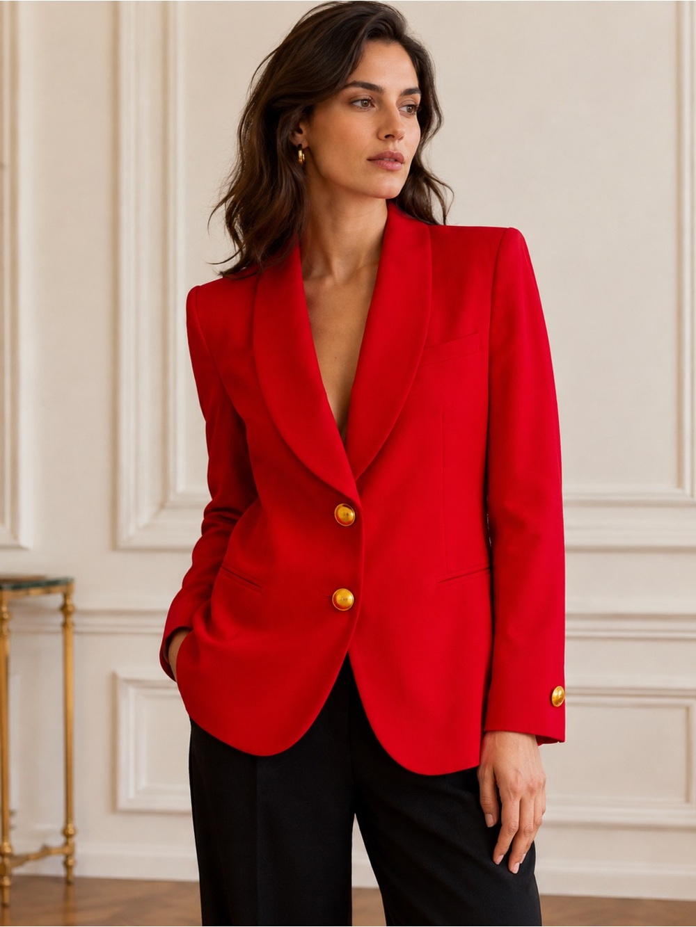 NWT Jones New York Red Blazer Suit Jacket Gold Buttons Sz 14 Vintage Wool